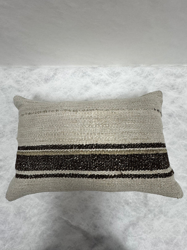 Turkish Hemp Pillow Cushion Natural Cream Black Brown Pillow Cushion Cover 16" x 24" #30265