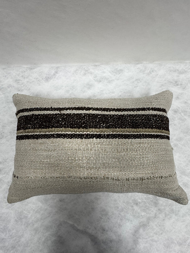 Turkish Hemp Pillow Cushion Natural Cream Black Brown Pillow Cushion Cover 16" x 24" #30265