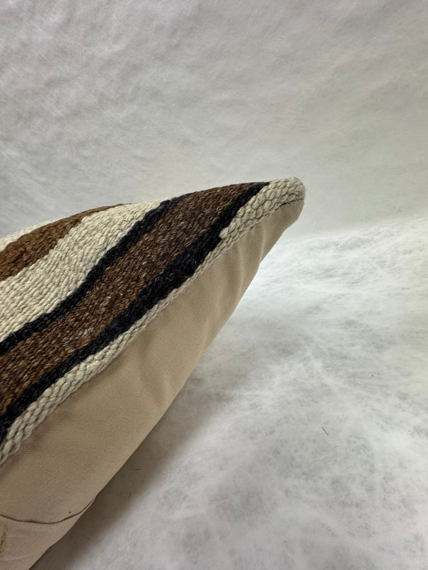 Turkish Hemp Pillow Cushion Natural Brown Black Beige Pillow Cushion Cover 16" x 24" #30264
