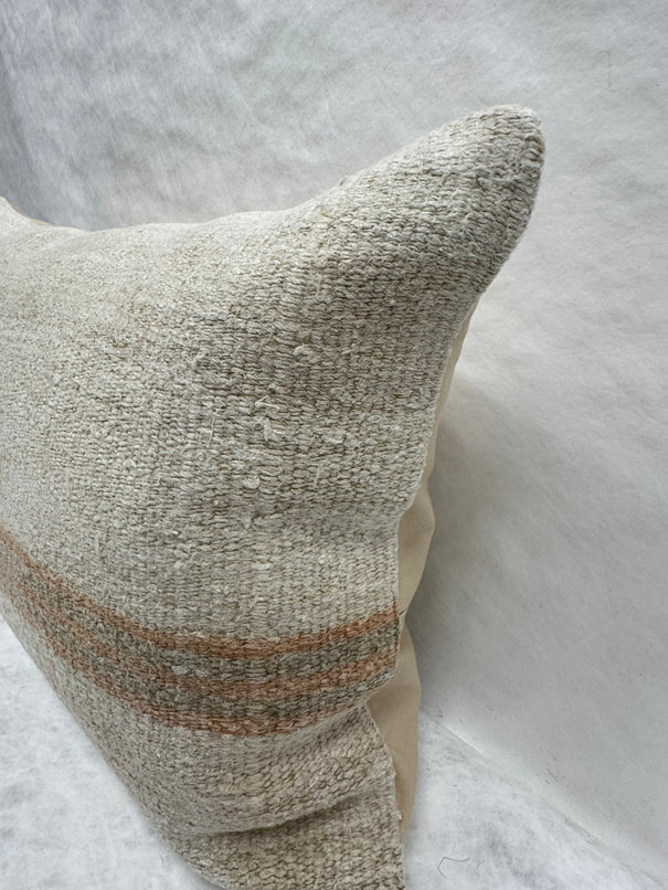 Turkish Hemp Pillow Cushion Natural Brown Beige Pillow Cushion Cover 16" x 24" #30263