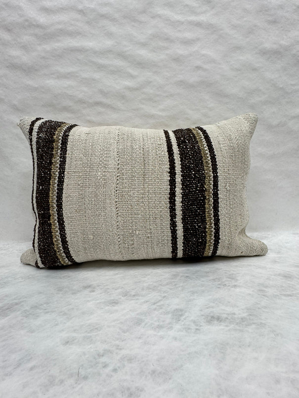 Turkish Hemp Pillow Cushion Natural Cream Black Brown Pillow Cushion Cover 16" x 24" #30260