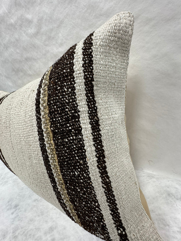 Turkish Hemp Pillow Cushion Natural Cream Black Brown Pillow Cushion Cover 16" x 24" #30260