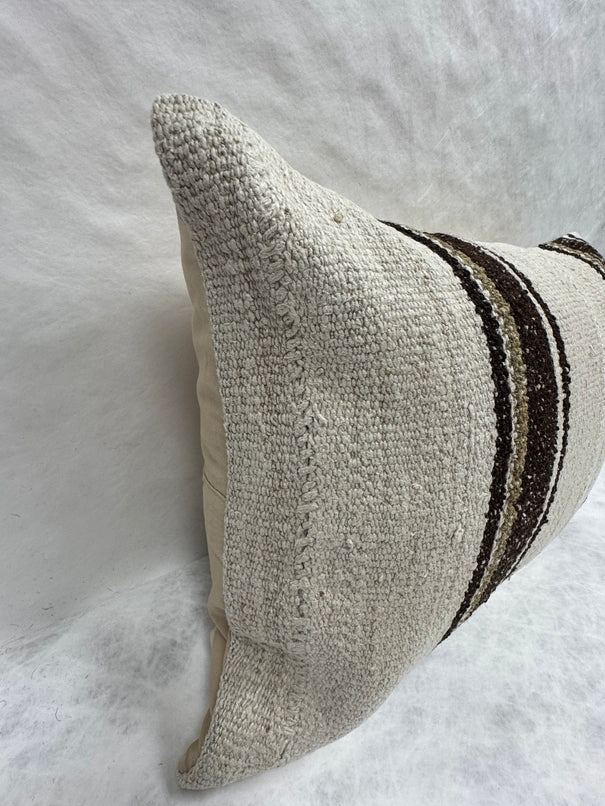 Turkish Hemp Pillow Cushion Natural Cream Black Brown Pillow Cushion Cover 16" x 24" #30260