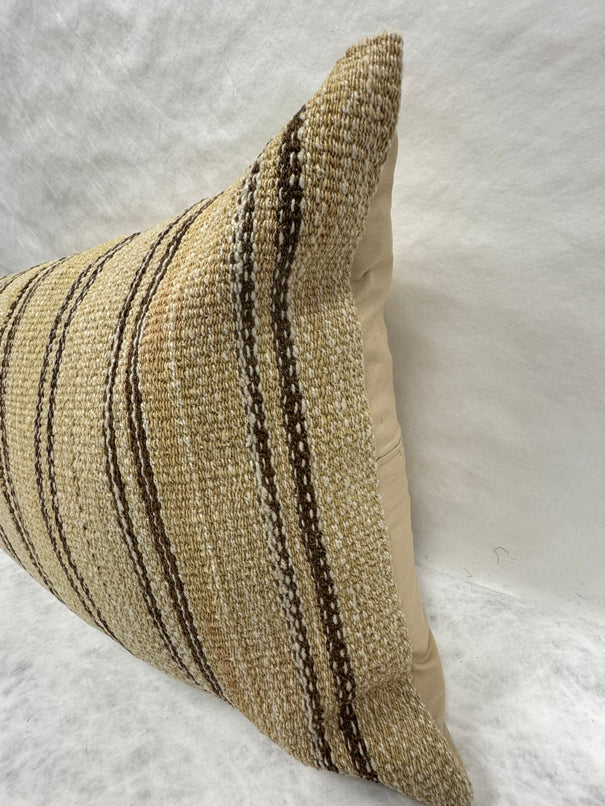 Turkish Hemp Pillow Cushion Natural Beige Brown Pillow Cushion Cover 16" x 24" #30190