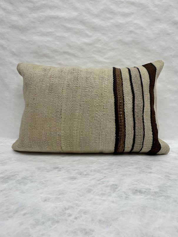 Turkish Hemp Pillow Cushion Natural Beige Brown Black Pillow Cushion Cover 16" x 24" #30189