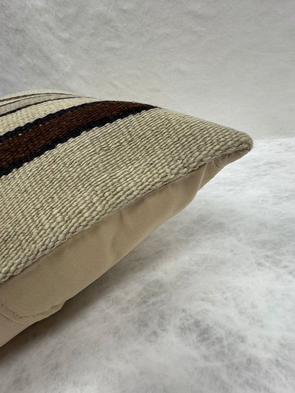 Turkish Hemp Pillow Cushion Natural Beige Brown Black Pillow Cushion Cover 16" x 24" #30189