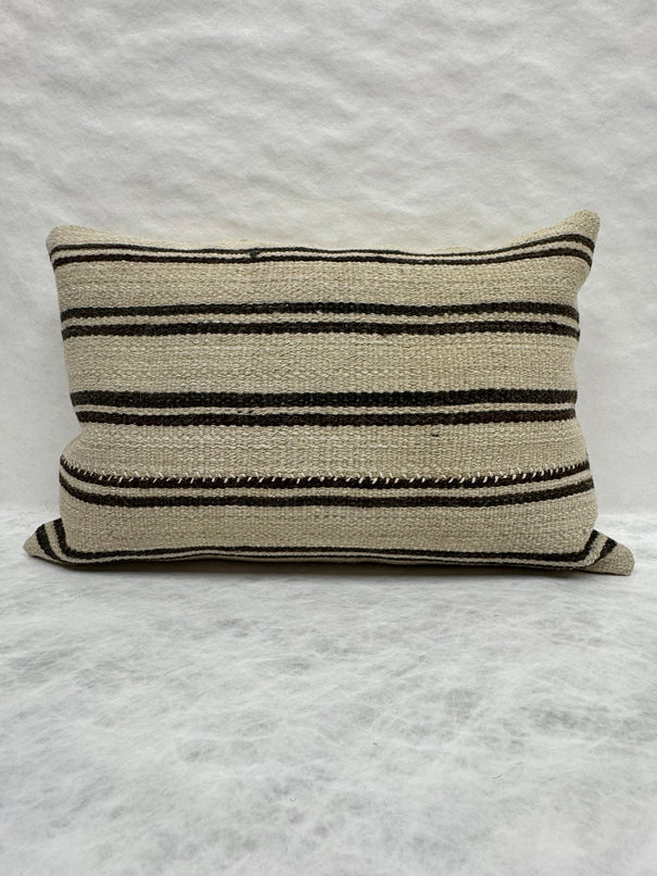 Turkish Hemp Pillow Cushion Natural Beige Black Pillow Cushion Cover 16" x 24" #30188