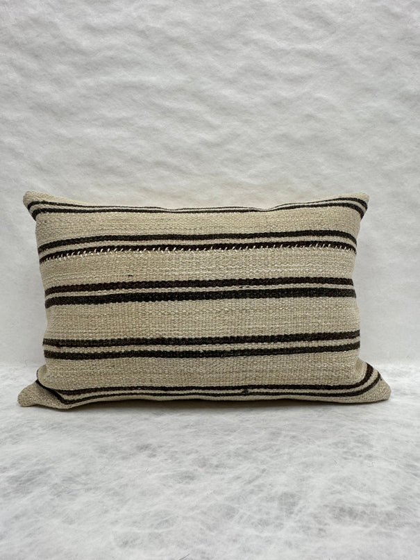 Turkish Hemp Pillow Cushion Natural Beige Black Pillow Cushion Cover 16" x 24" #30188