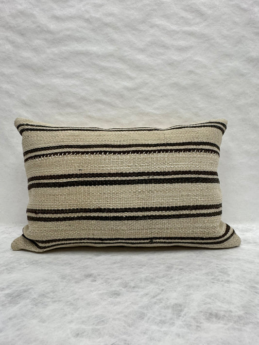 Turkish Hemp Pillow Cushion Natural Beige Black Pillow Cushion Cover 16" x 24" #30188
