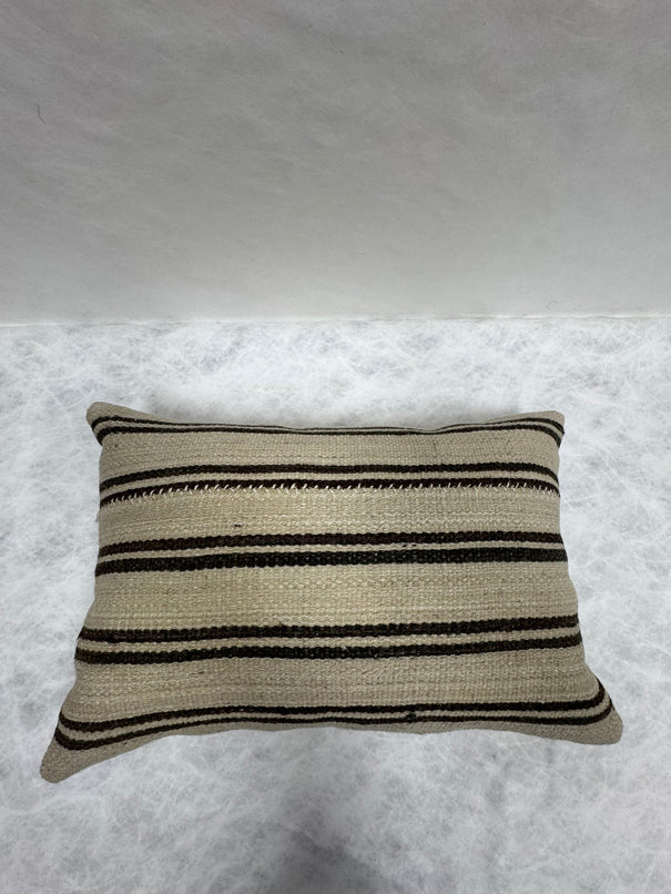 Turkish Hemp Pillow Cushion Natural Beige Black Pillow Cushion Cover 16" x 24" #30188