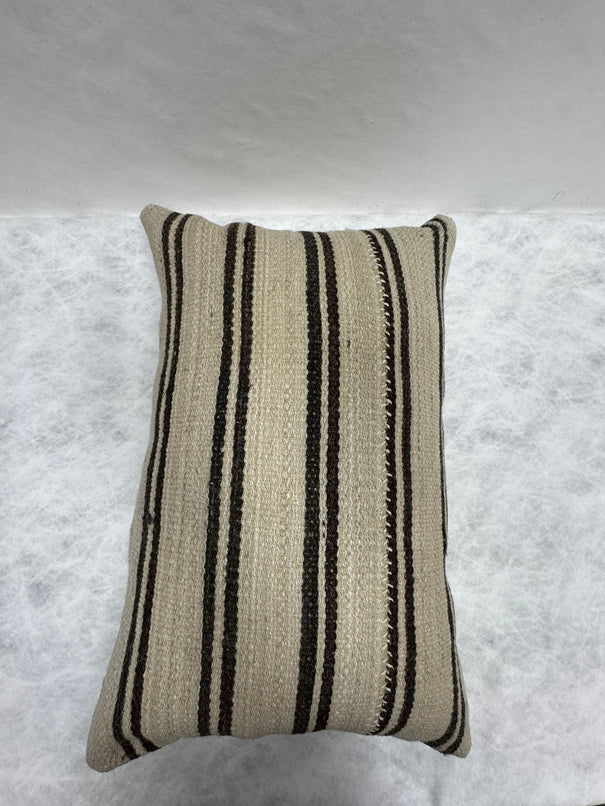 Turkish Hemp Pillow Cushion Natural Beige Black Pillow Cushion Cover 16" x 24" #30188
