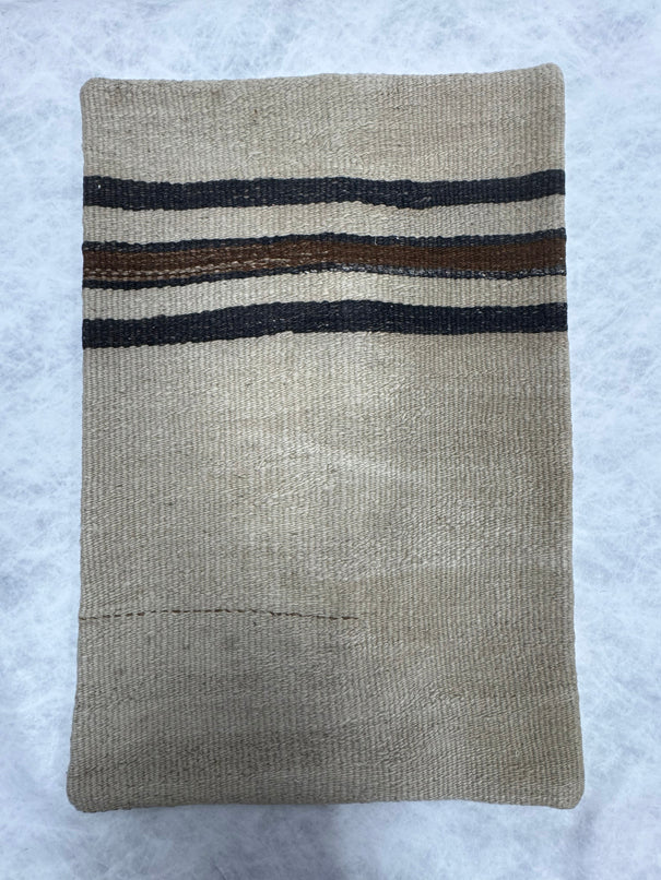 Turkish Hemp Pillow Cushion Natural Beige Black Pillow Cushion Cover 16" x 24" #30186