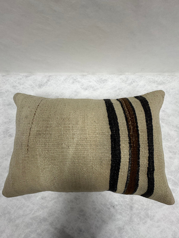 Turkish Hemp Pillow Cushion Natural Beige Black Pillow Cushion Cover 16" x 24" #30186