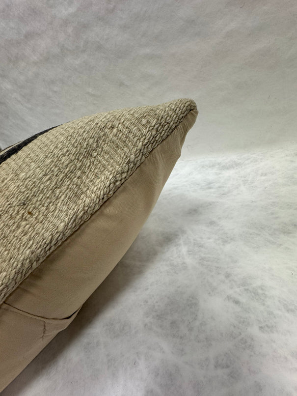 Turkish Hemp Pillow Cushion Natural Beige Black Pillow Cushion Cover 16" x 24" #30186