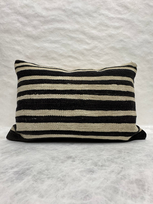Turkish Hemp Pillow Cushion Natural Beige Black Pillow Cushion Cover 16" x 24" #30194