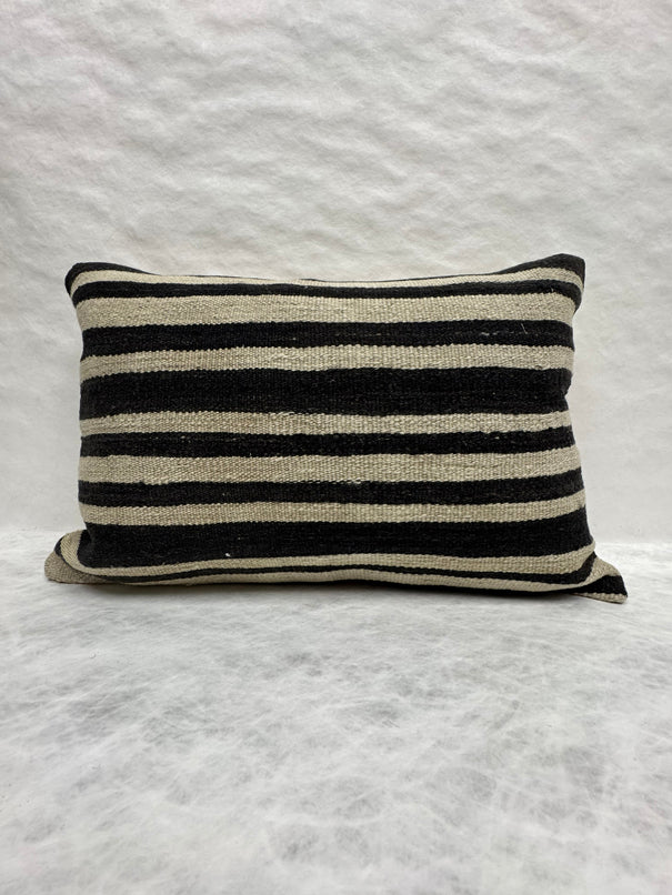 Turkish Hemp Pillow Cushion Natural Beige Black Pillow Cushion Cover 16" x 24" #30194