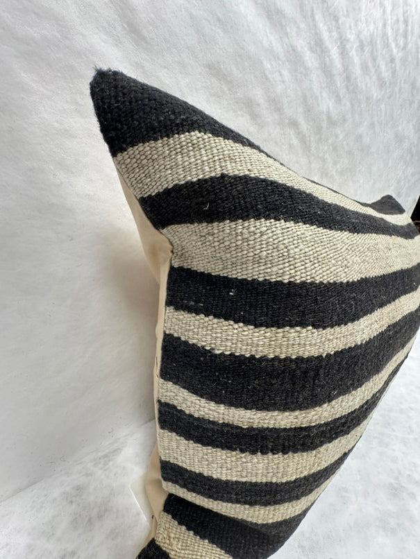 Turkish Hemp Pillow Cushion Natural Beige Black Pillow Cushion Cover 16" x 24" #30194