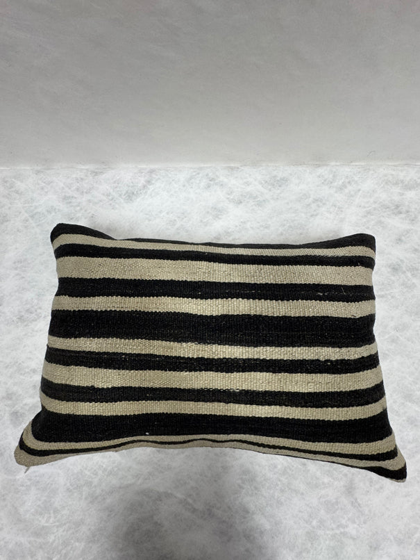 Turkish Hemp Pillow Cushion Natural Beige Black Pillow Cushion Cover 16" x 24" #30194