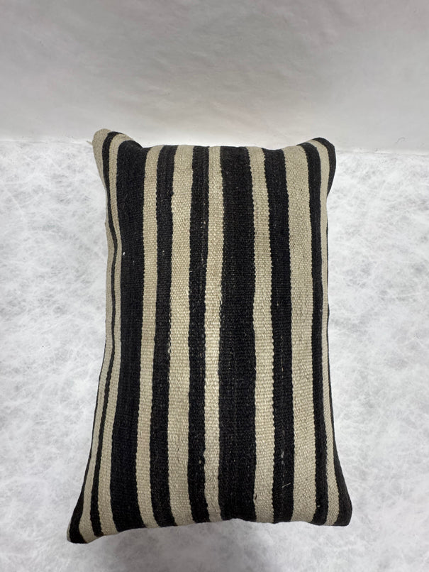 Turkish Hemp Pillow Cushion Natural Beige Black Pillow Cushion Cover 16" x 24" #30194