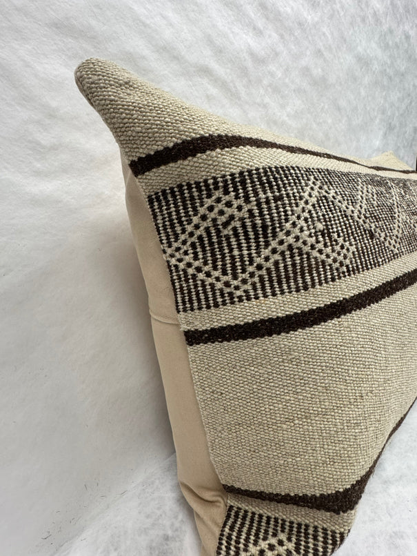 Turkish Hemp Pillow Cushion Natural Beige Brown Pillow Cushion Cover 16" x 24" #30193