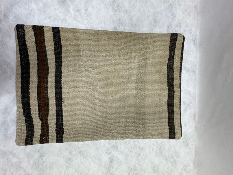 Turkish Hemp Pillow Cushion Natural Beige Black Pillow Cushion Cover 16" x 24" #30191