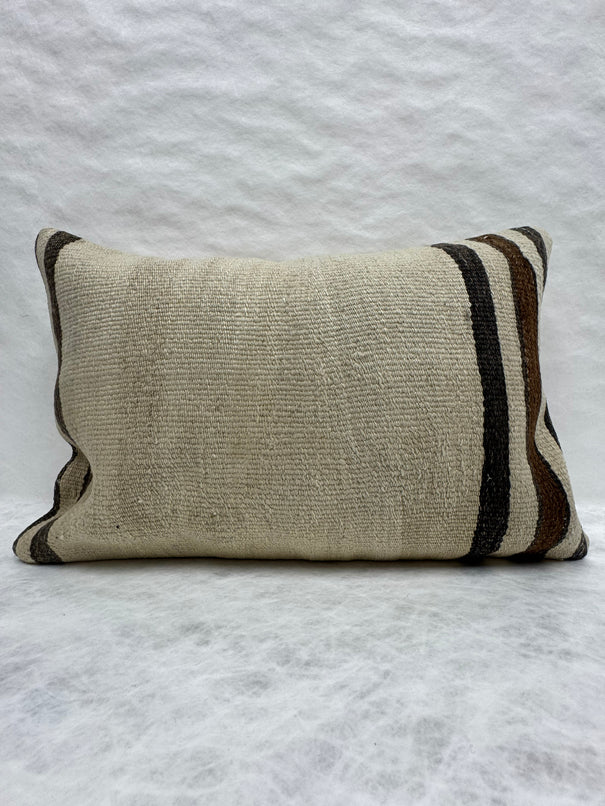 Turkish Hemp Pillow Cushion Natural Beige Black Pillow Cushion Cover 16" x 24" #30191