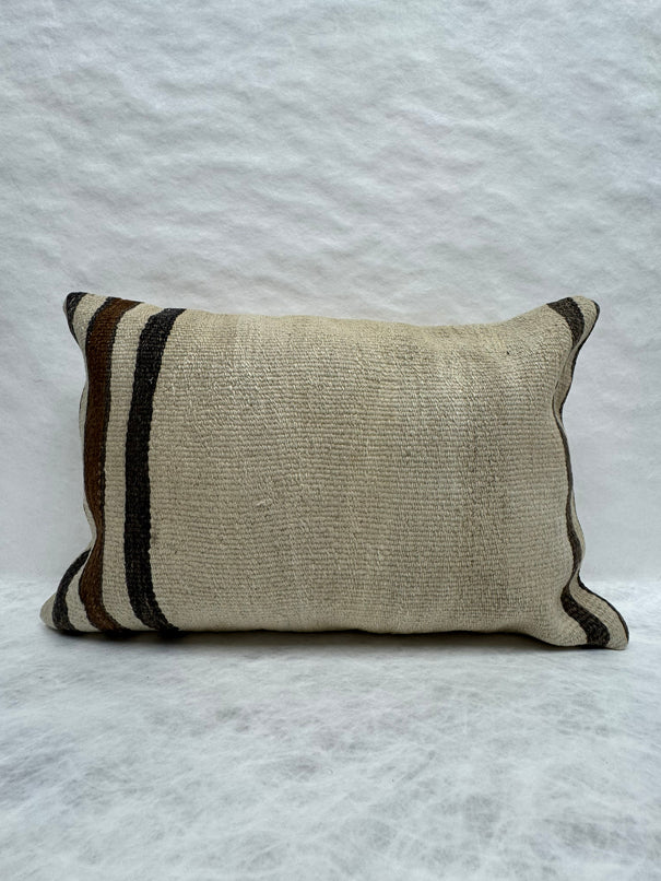 Turkish Hemp Pillow Cushion Natural Beige Black Pillow Cushion Cover 16" x 24" #30191