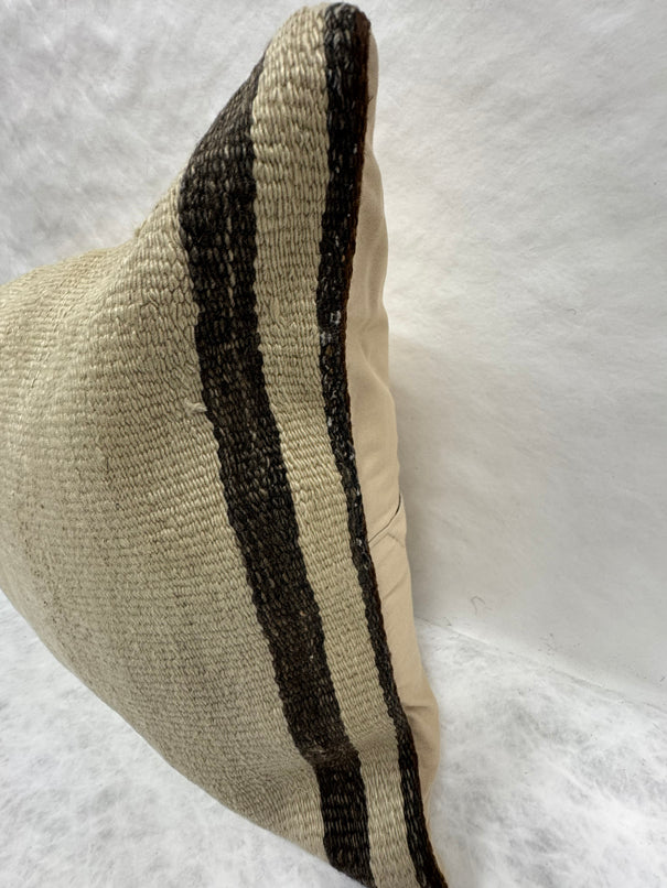 Turkish Hemp Pillow Cushion Natural Beige Black Pillow Cushion Cover 16" x 24" #30191