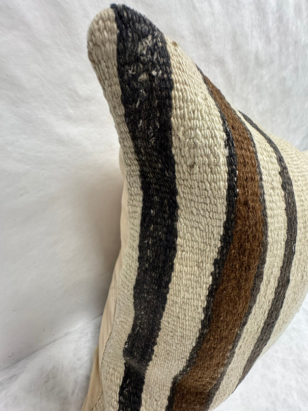 Turkish Hemp Pillow Cushion Natural Beige Black Pillow Cushion Cover 16" x 24" #30191