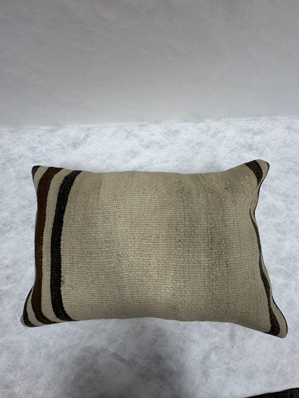 Turkish Hemp Pillow Cushion Natural Beige Black Pillow Cushion Cover 16" x 24" #30191