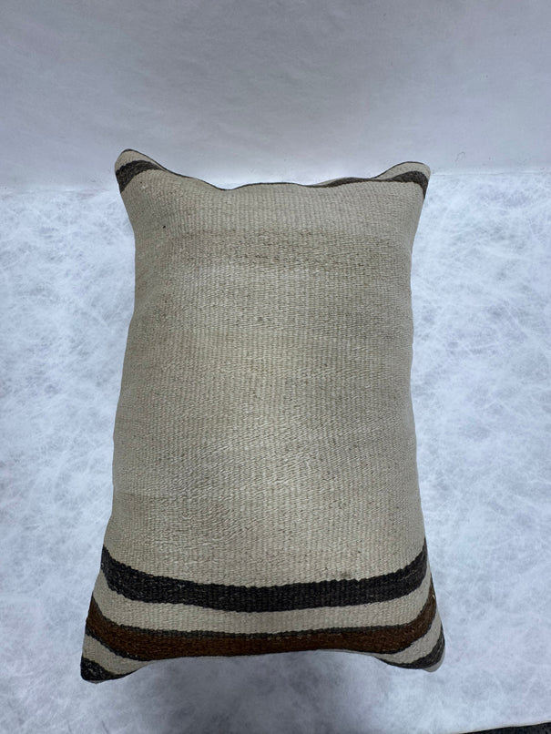 Turkish Hemp Pillow Cushion Natural Beige Black Pillow Cushion Cover 16" x 24" #30191