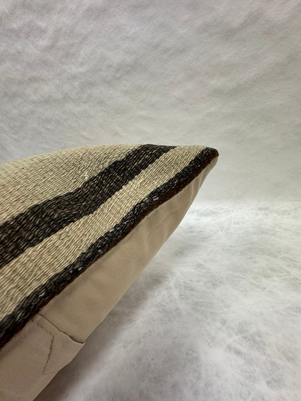 Turkish Hemp Pillow Cushion Natural Beige Black Pillow Cushion Cover 16" x 24" #30191