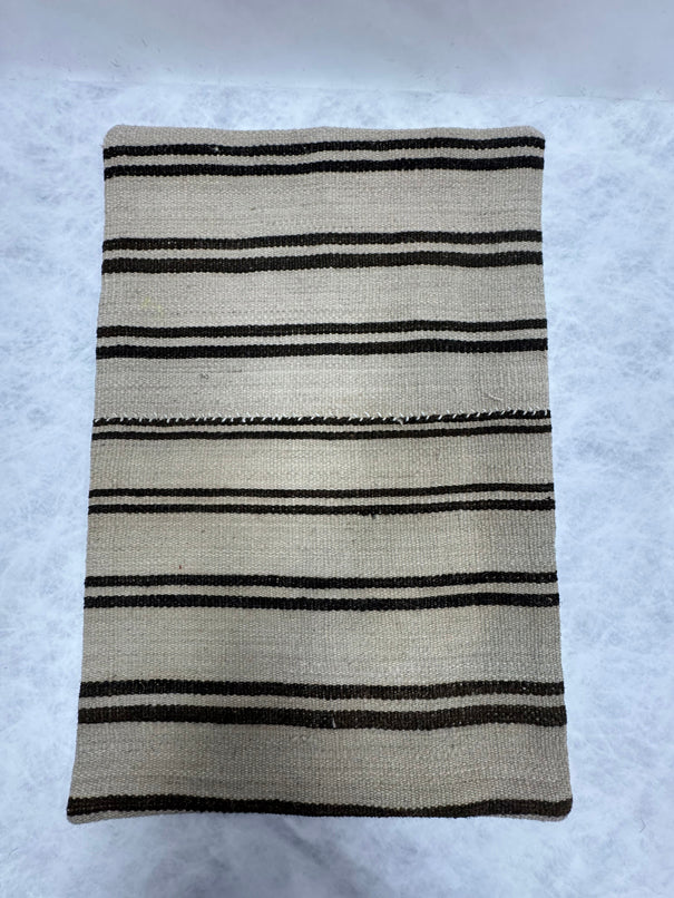 Turkish Hemp Pillow Cushion Natural Beige Black Pillow Cushion Cover 16" x 24" #30203