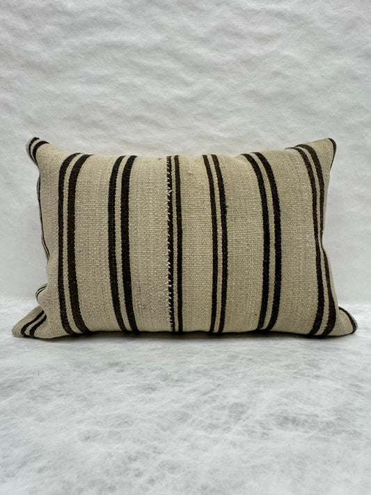 Turkish Hemp Pillow Cushion Natural Beige Black Pillow Cushion Cover 16" x 24" #30203
