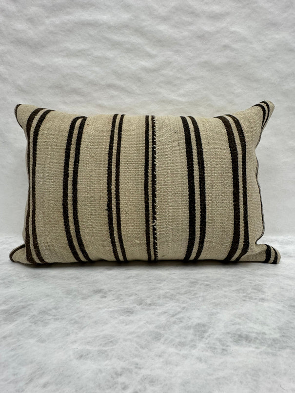 Turkish Hemp Pillow Cushion Natural Beige Black Pillow Cushion Cover 16" x 24" #30203