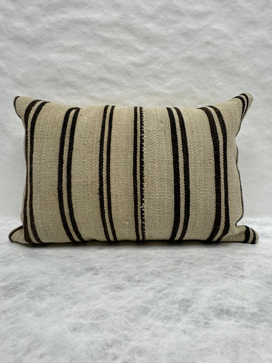 Turkish Hemp Pillow Cushion Natural Beige Black Pillow Cushion Cover 16" x 24" #30203