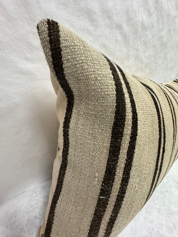 Turkish Hemp Pillow Cushion Natural Beige Black Pillow Cushion Cover 16" x 24" #30203