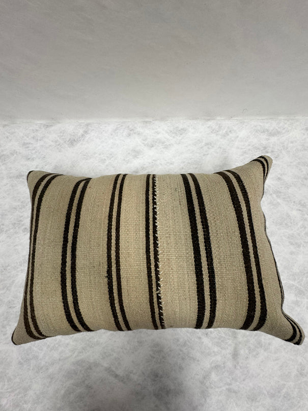 Turkish Hemp Pillow Cushion Natural Beige Black Pillow Cushion Cover 16" x 24" #30203