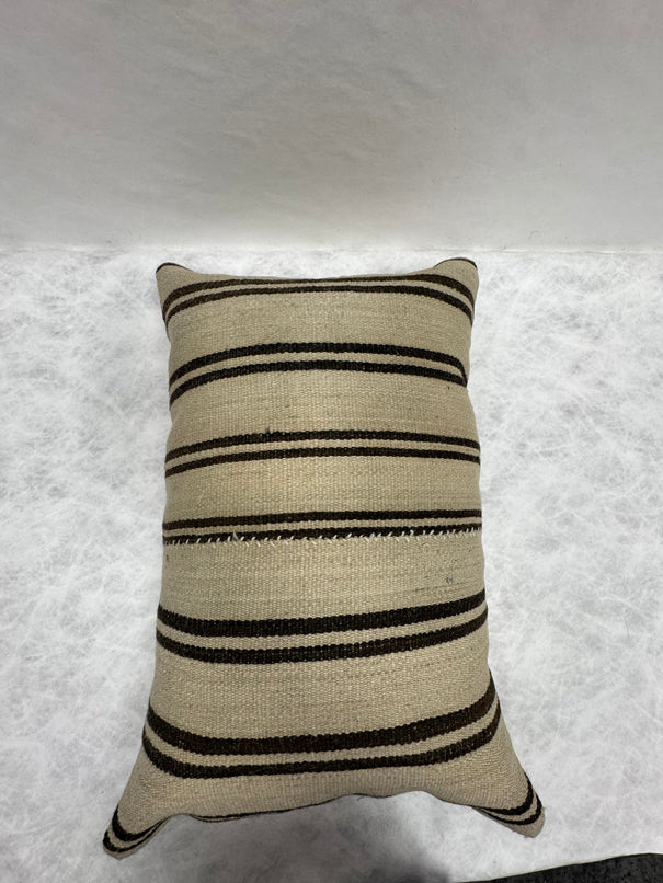 Turkish Hemp Pillow Cushion Natural Beige Black Pillow Cushion Cover 16" x 24" #30203