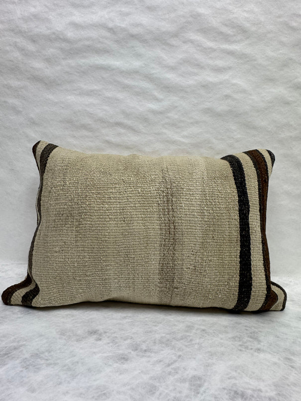 Turkish Hemp Pillow Cushion Natural Beige Black Pillow Cushion Cover 16" x 24" #30202