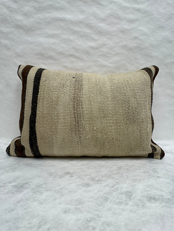 Turkish Hemp Pillow Cushion Natural Beige Black Pillow Cushion Cover 16" x 24" #30202