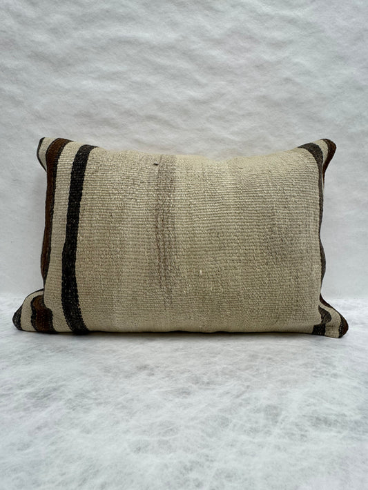 Turkish Hemp Pillow Cushion Natural Beige Black Pillow Cushion Cover 16" x 24" #30202