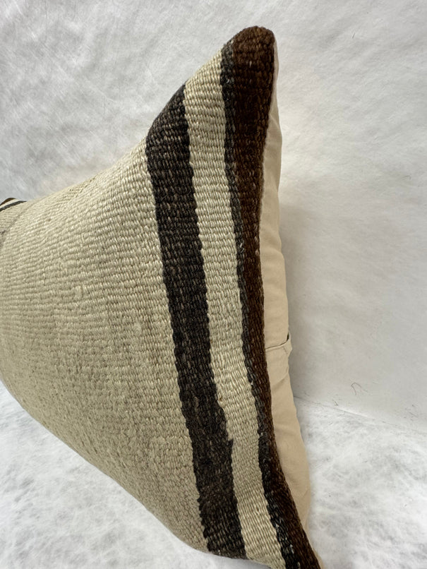 Turkish Hemp Pillow Cushion Natural Beige Black Pillow Cushion Cover 16" x 24" #30202