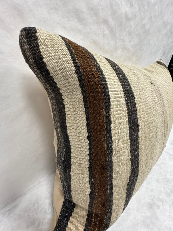 Turkish Hemp Pillow Cushion Natural Beige Black Pillow Cushion Cover 16" x 24" #30202