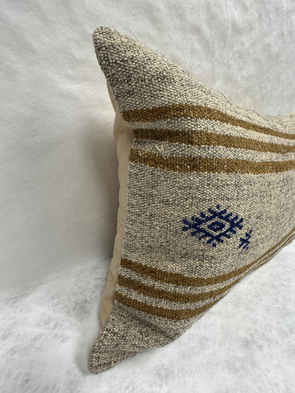 Turkish Hemp Pillow Cushion Natural Beige Brown Pillow Cushion Cover 16" x 24" #30199