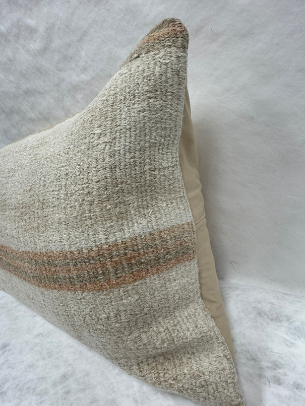 Turkish Hemp Pillow Cushion Natural Beige Brown Pillow Cushion Cover 16" x 24" #30209