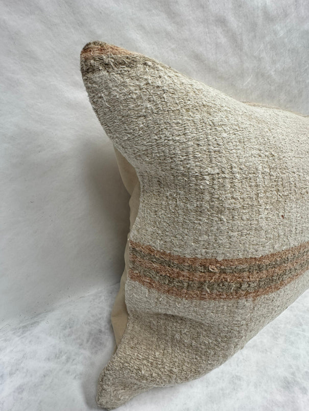 Turkish Hemp Pillow Cushion Natural Beige Brown Pillow Cushion Cover 16" x 24" #30209
