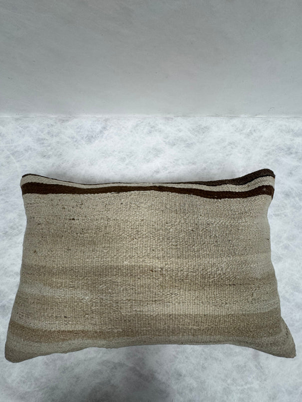 Turkish Hemp Pillow Cushion Natural Beige Black Pillow Cushion Cover 16" x 24" #30208