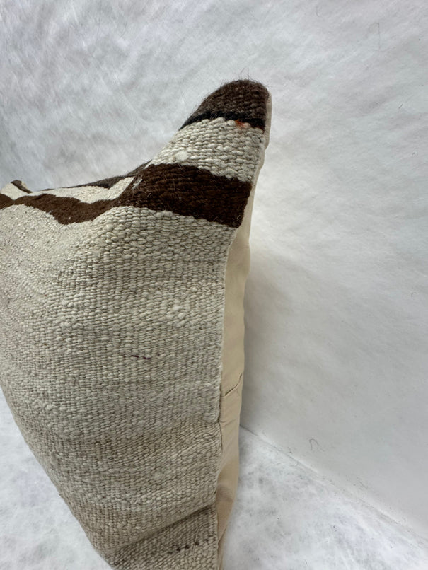 Turkish Hemp Pillow Cushion Natural Beige Black Pillow Cushion Cover 16" x 24" #30208