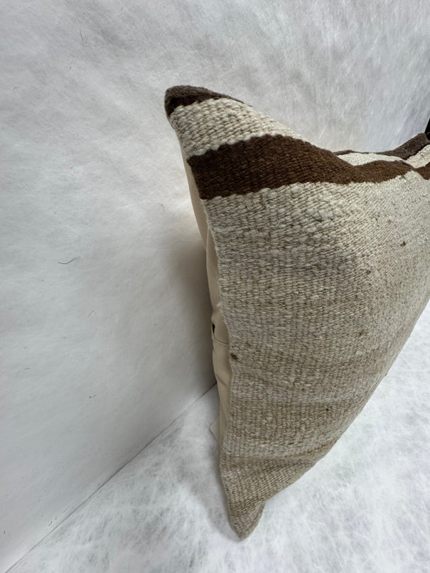 Turkish Hemp Pillow Cushion Natural Beige Black Pillow Cushion Cover 16" x 24" #30208